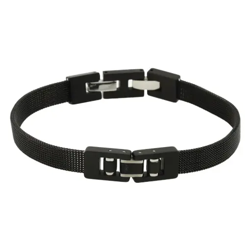 [352230] PULS TIPO RELOJ TRES ESLABONES, NEGRA, ACERO