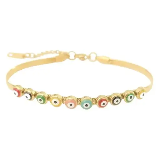 [352286] PULS PLANCHADA OJITOS COLORES, ACERO DORADO