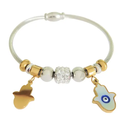 [352287] ARO CON HAMSAS, ACERO BICOLOR