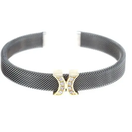 [7502247914520] AZAG060PU PULS. MALLA ACERO CON DIJE CHAPADO Y CIRCONIAS