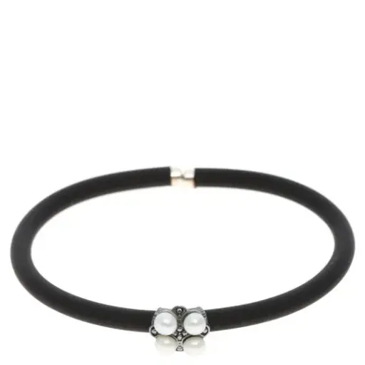 [7502247914292] AZCA-003PU PULS. CAUCHO CON ALMA DE ACERO Y DIJE DE PLATA PAVONADA CON PERLITAS