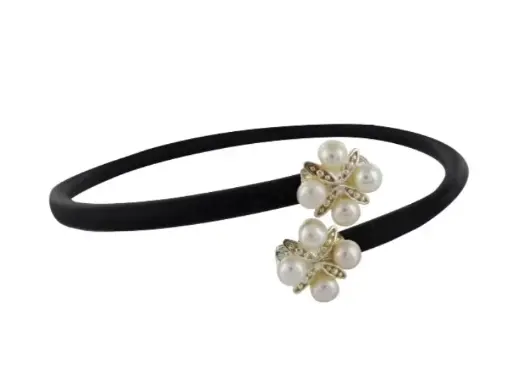 [7502247914308] AZCA-004PU PULS. CAUCHO CON ALMA DE ACERO CON DIJES DE PLATA Y PERLITAS