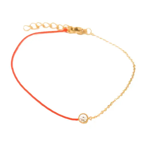 [543109] PULS HILO ROJO CON CADENA Y ZIRCONIA, ACERO