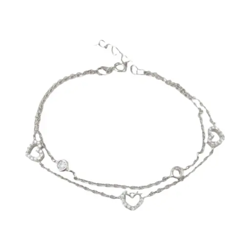 [242081] PULS DOBLE CORAZONES CALADOS, PLATA RODIZADA