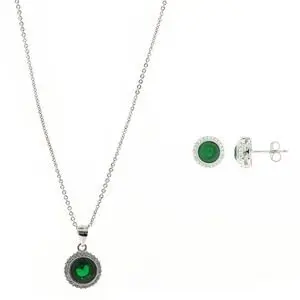 [252046] SET CIRCULO ESMERALDA, PLATA RODIZADA