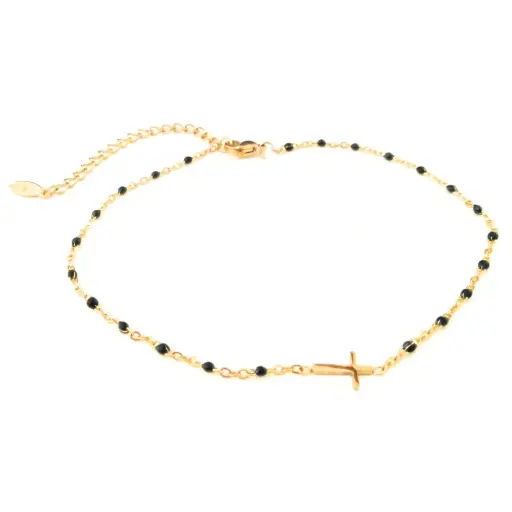 [342000] TOB. CRUZ MINI, BOLITAS NEGRAS, ACERO